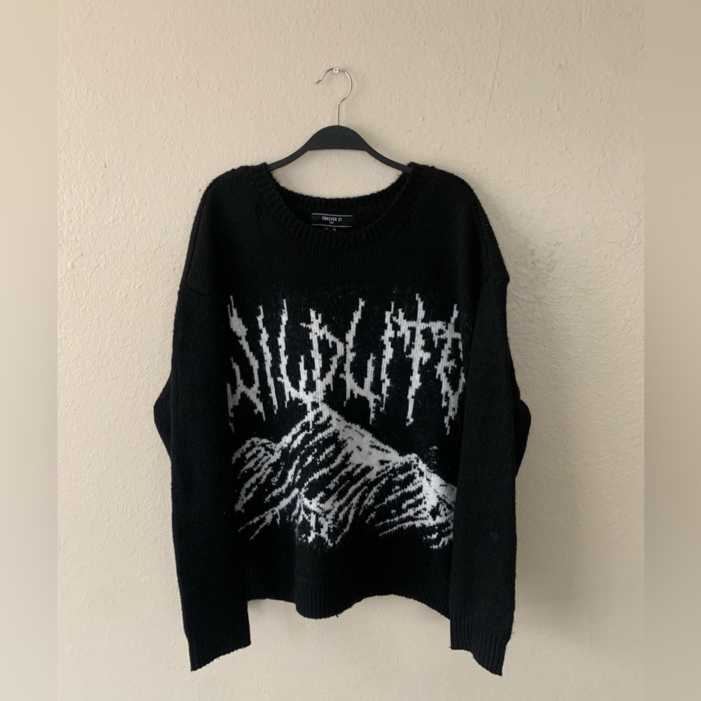 Black and white, Distressed, Men’s, Sweater (XXL)